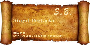 Siegel Boglárka névjegykártya